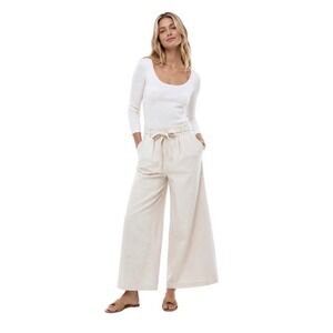 Maeve Anthropologie Wide Leg Coulette Pants Cream Womens Size 8 Minimalist Chic